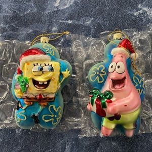 Sponge Bob & Patrick Glass Ornaments